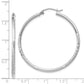 14K White Gold Satin And Diamond-Cut 2mm Round Hoop Earrings