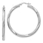 10K White Gold Twisted Hinged Hoop Earrings