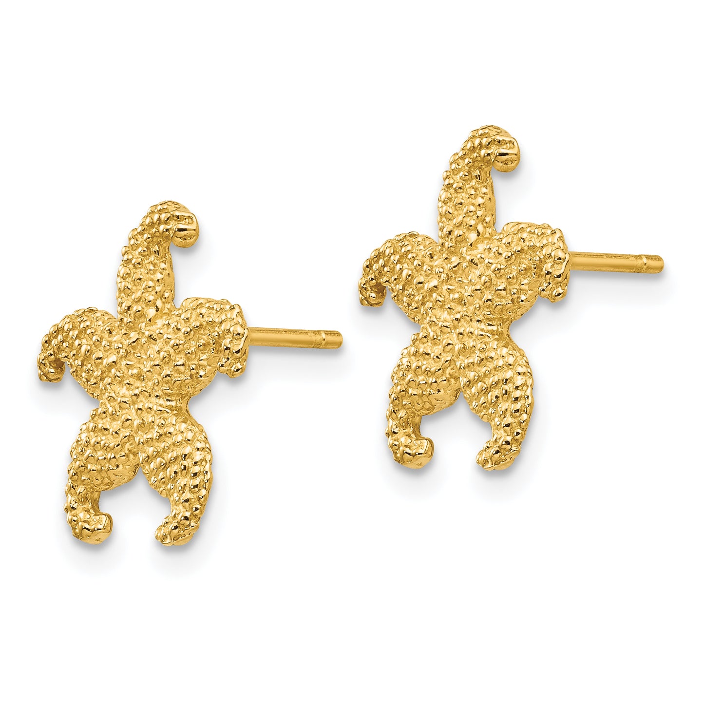 14K Yellow Gold Starfish Post Earrings