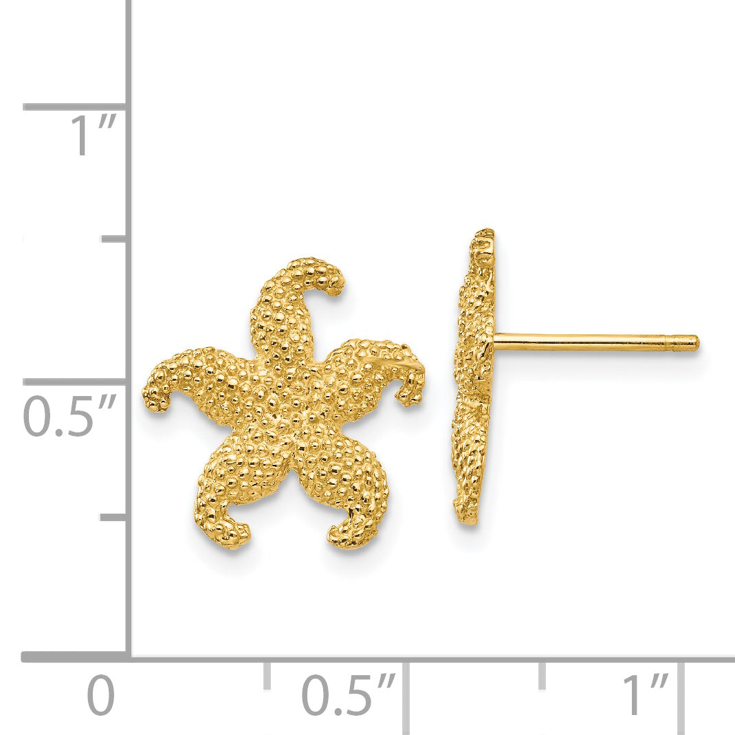 14K Yellow Gold Starfish Post Earrings