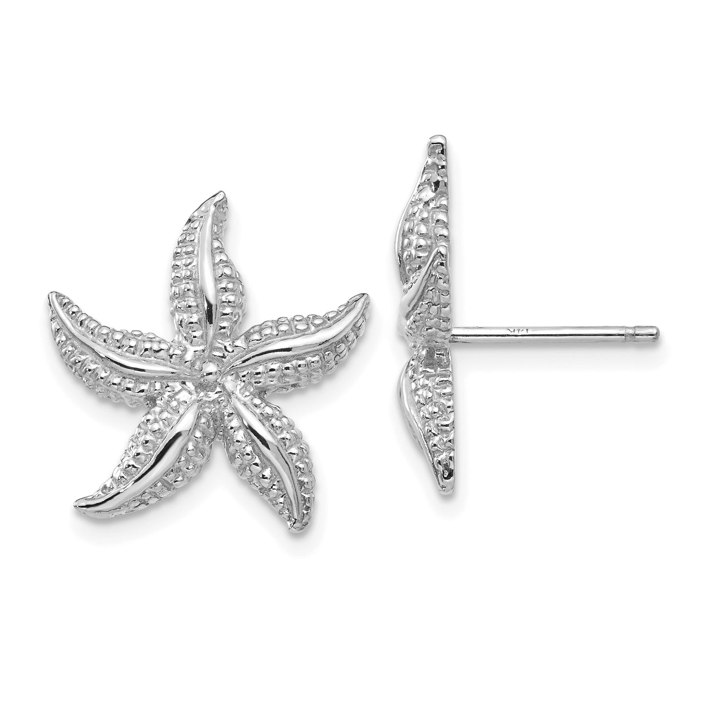 14K White Gold Starfish Post Earrings