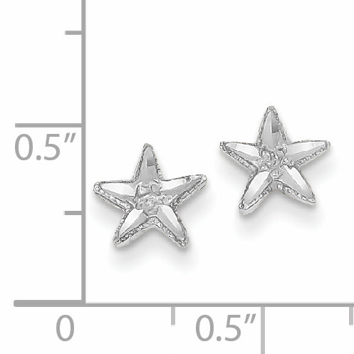 14K White Gold Diamond-Cut Starfish Earrings