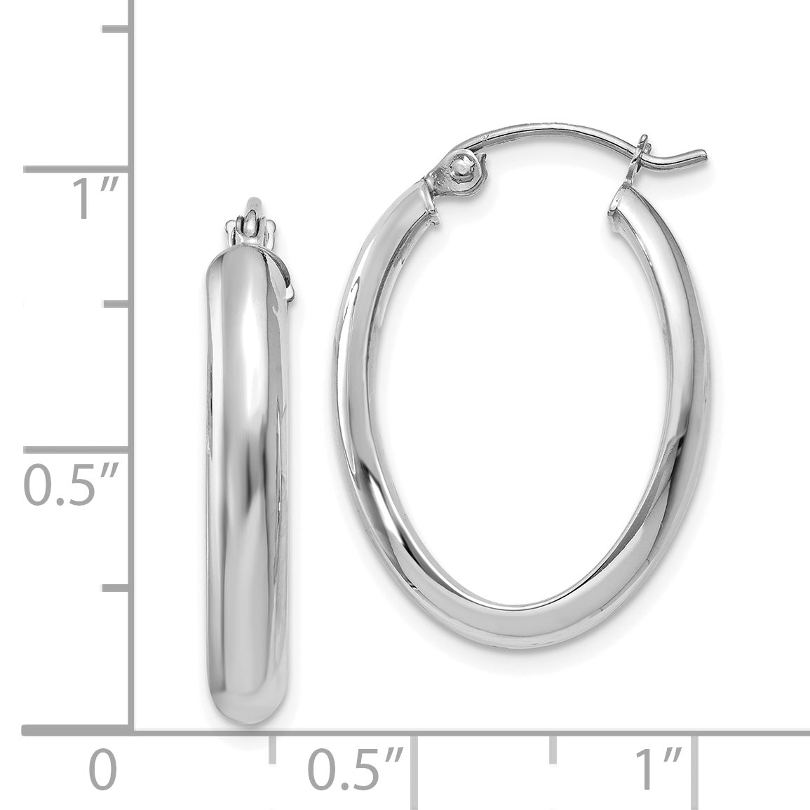 14K Yellow Gold Polished 3.5mm selling Oval Hoop Earrings - 3.5mm width