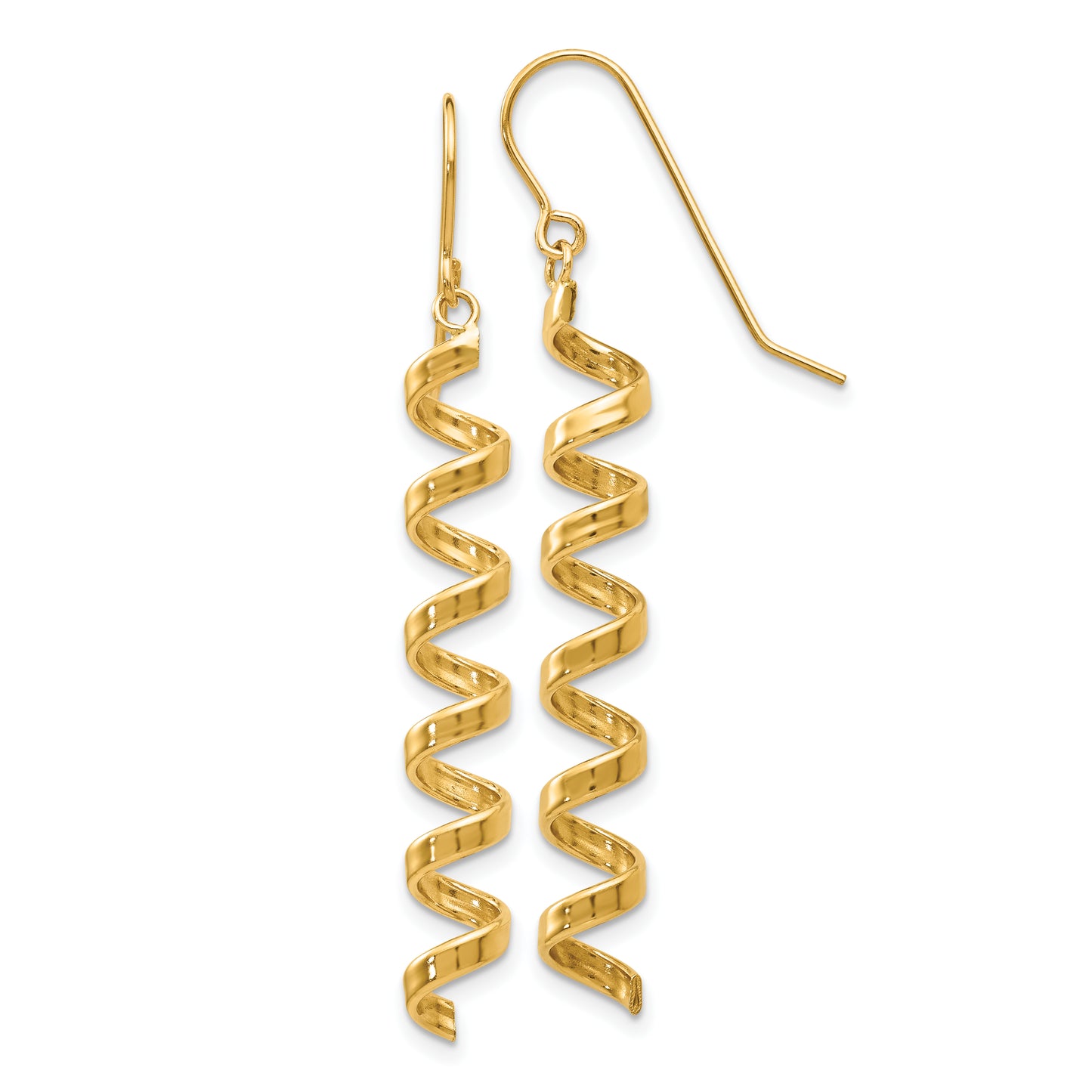 14K Yellow Gold Fancy Spiral Drop Earrings