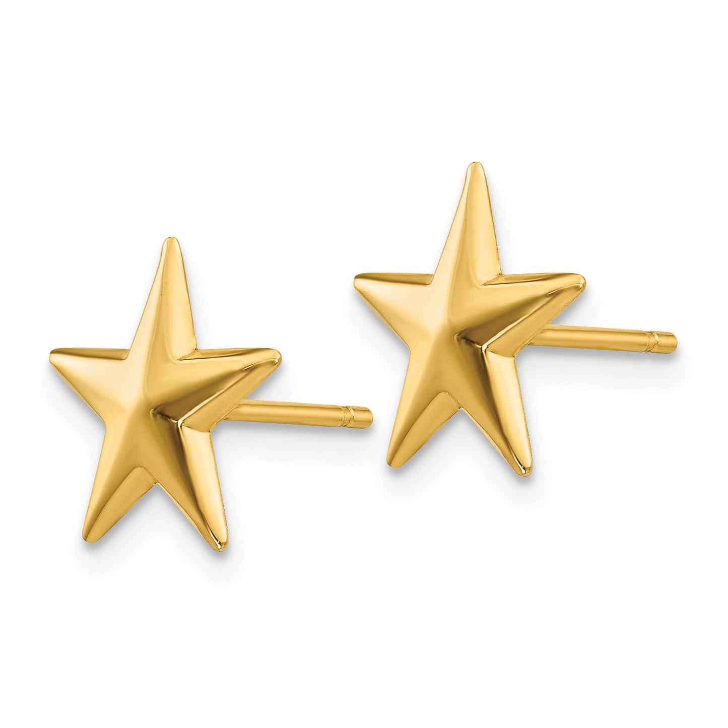 14K Yellow Gold Nautical Star Post Earrings