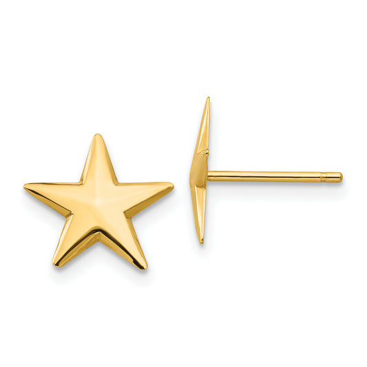 14K Yellow Gold Nautical Star Post Earrings