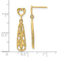 14K Yellow Gold D/C Teardrop Heart Dangle Post Earrings