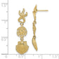 14K Yellow Gold Starfish, Sand Dollar ,Scallop Shell Dangle Earrings