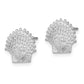 14K White Gold Beaded Scallop Shell Post Earrings