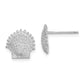 14K White Gold Beaded Scallop Shell Post Earrings