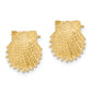 14K Yellow Gold Beaded Scallop Shell Post Earrings