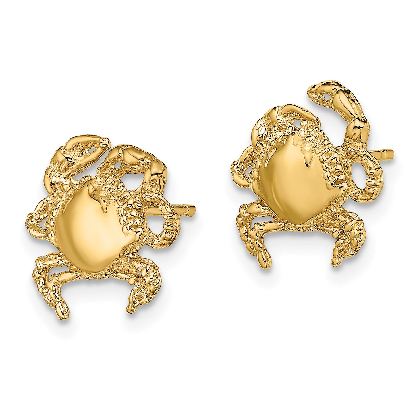 14K Yellow Gold 2-D / Polished Crab Post Earrings