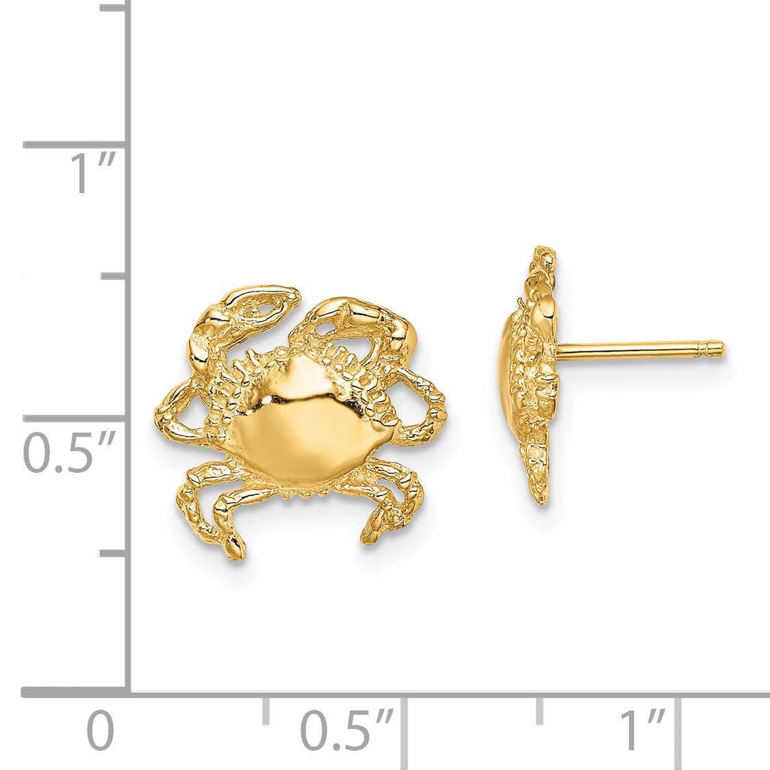 14K Yellow Gold 2-D / Polished Crab Post Earrings