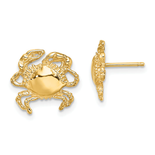 14K Yellow Gold 2-D / Polished Crab Post Earrings