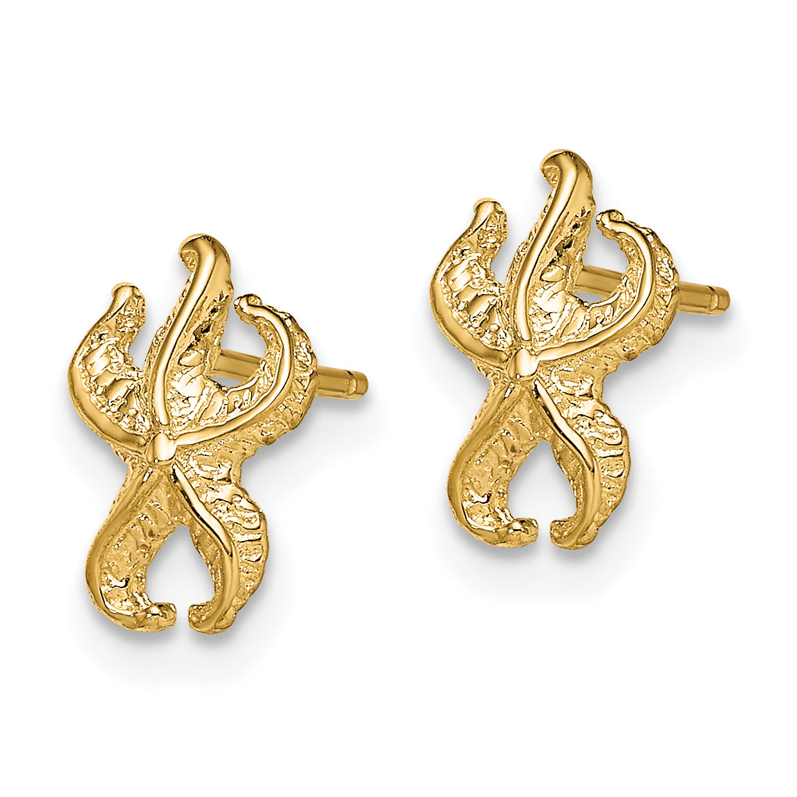 14K Yellow Gold Starfish Post Earrings