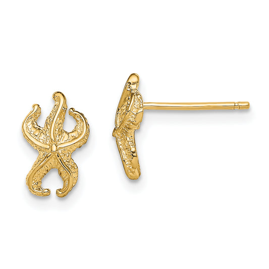 14K Yellow Gold Starfish Post Earrings