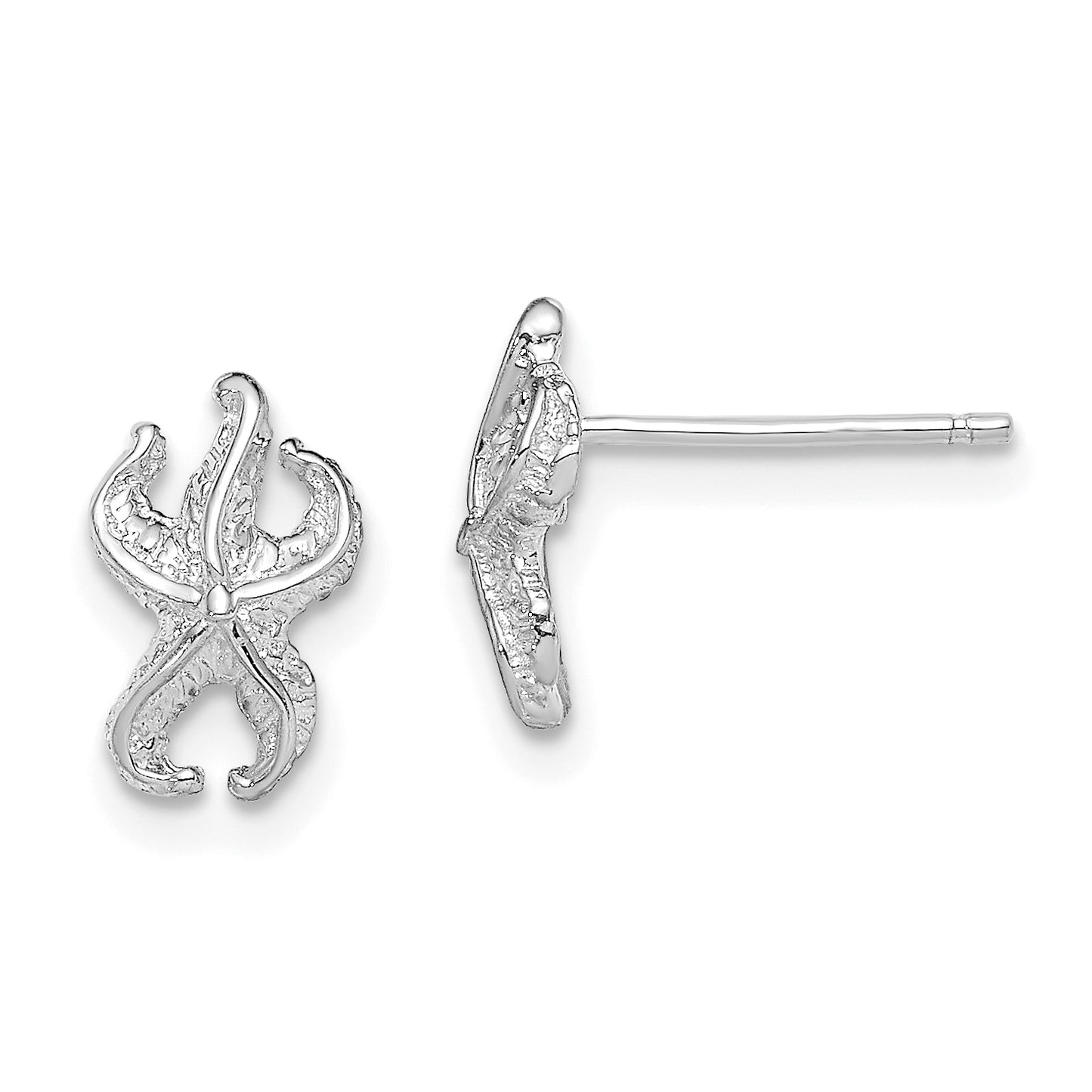 14K White Gold Starfish Post Earrings