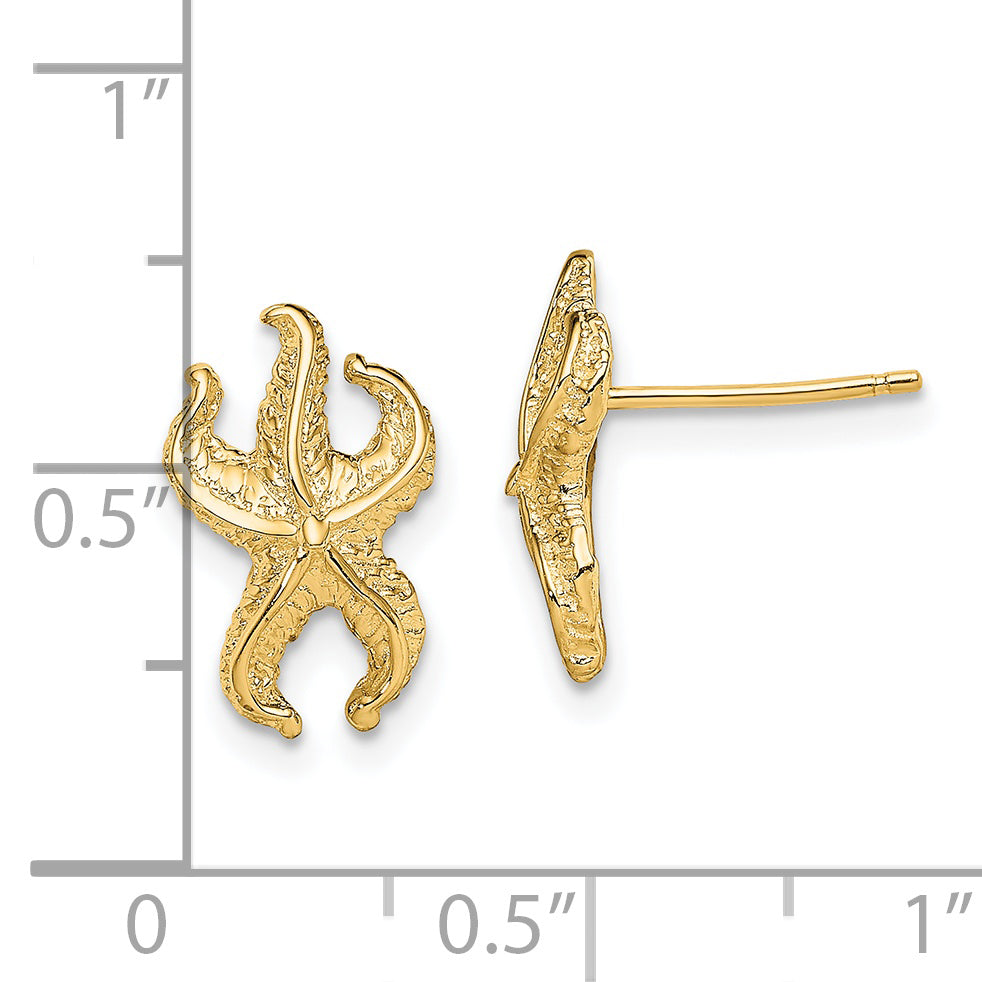 14K Yellow Gold Starfish Post Earrings