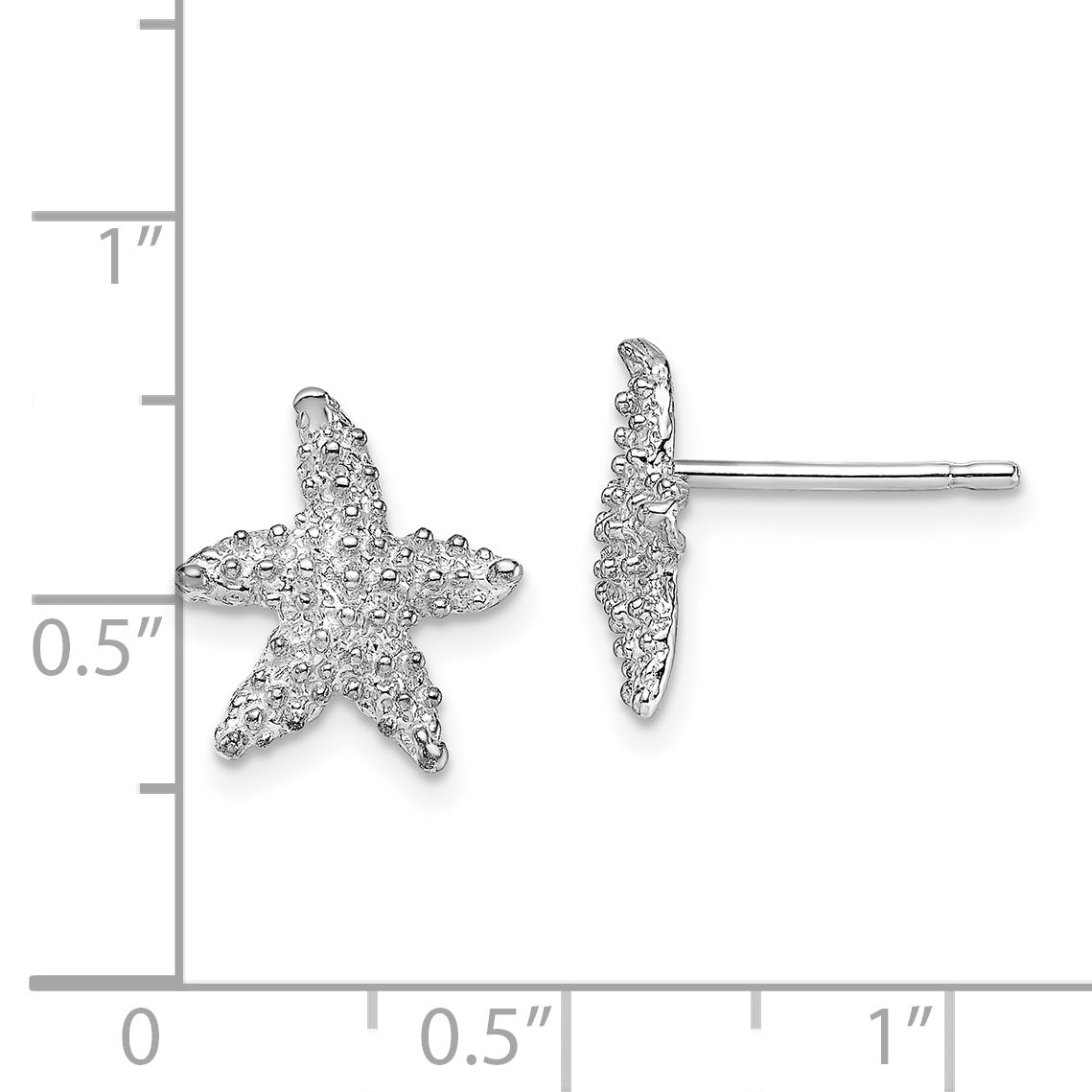 14K White Gold Textured Starfish Post Earrings