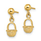 14K Yellow Gold 3-D Mini Basket Drop Earrings