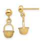 14K Yellow Gold 3-D Mini Basket Drop Earrings