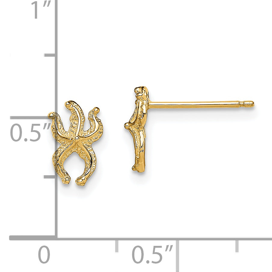 14K Yellow Gold Mini Starfish Post Earrings