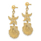 14K Yellow Gold Starfish/Scallop Shell Dangle Earrings