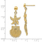 14K Yellow Gold Starfish/Scallop Shell Dangle Earrings