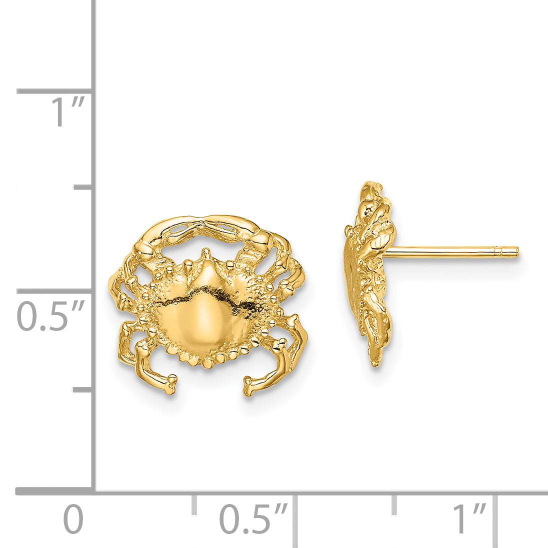 14K Yellow Gold Polished / 2-D Crab Post Earrings