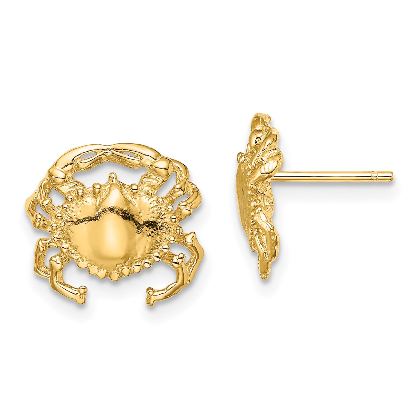 14K Yellow Gold Polished / 2-D Crab Post Earrings