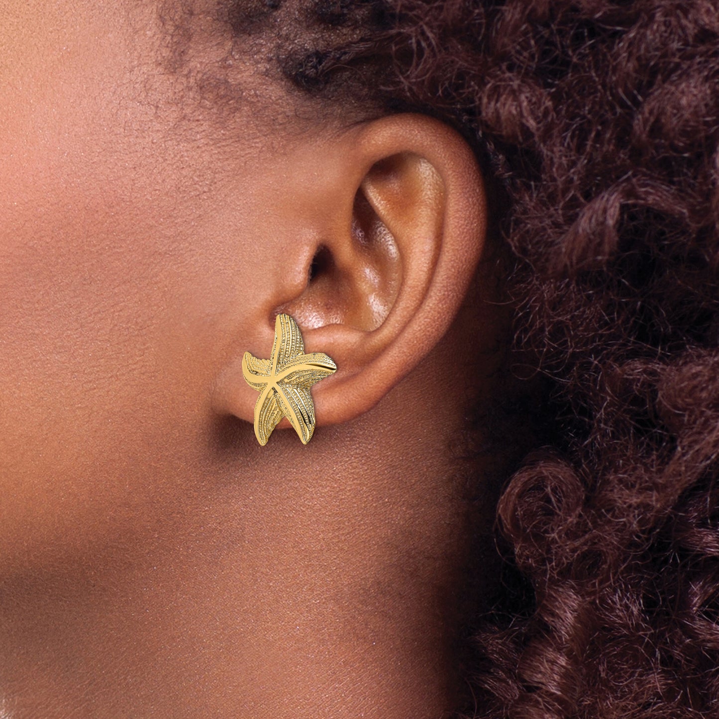 14K Yellow Gold Starfish Post Earrings