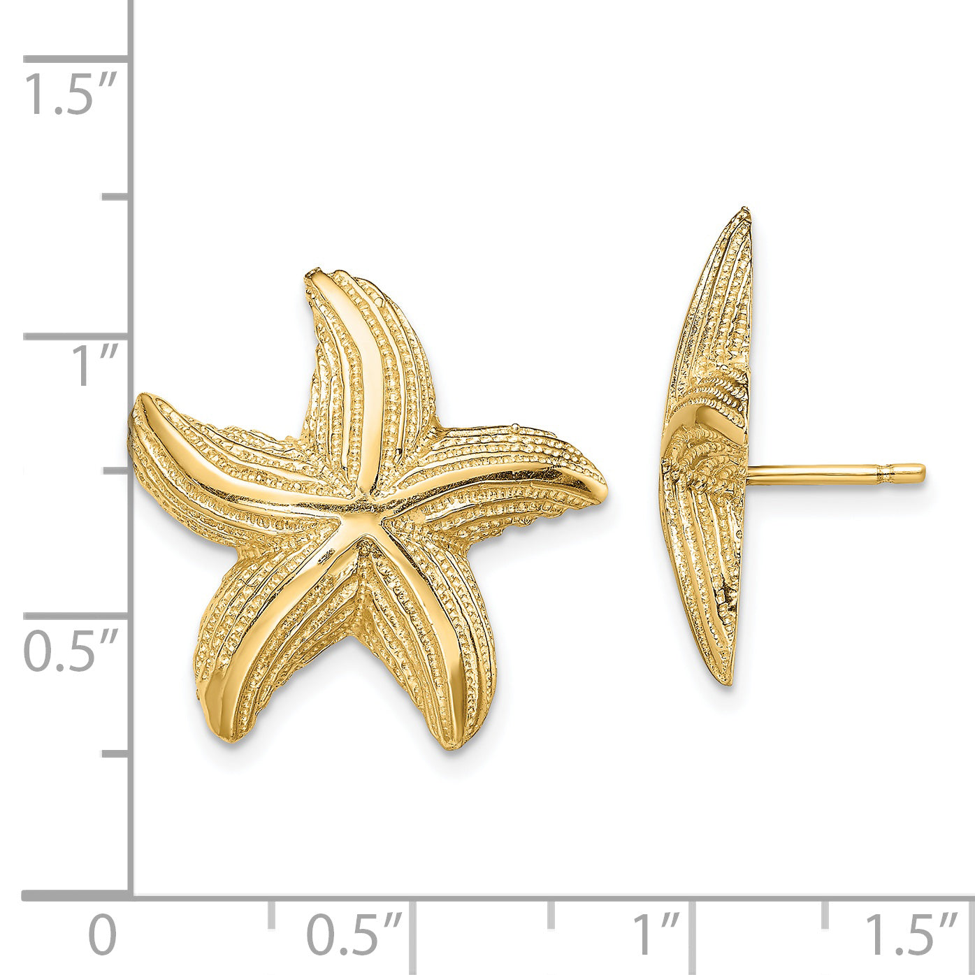 14K Yellow Gold Starfish Post Earrings