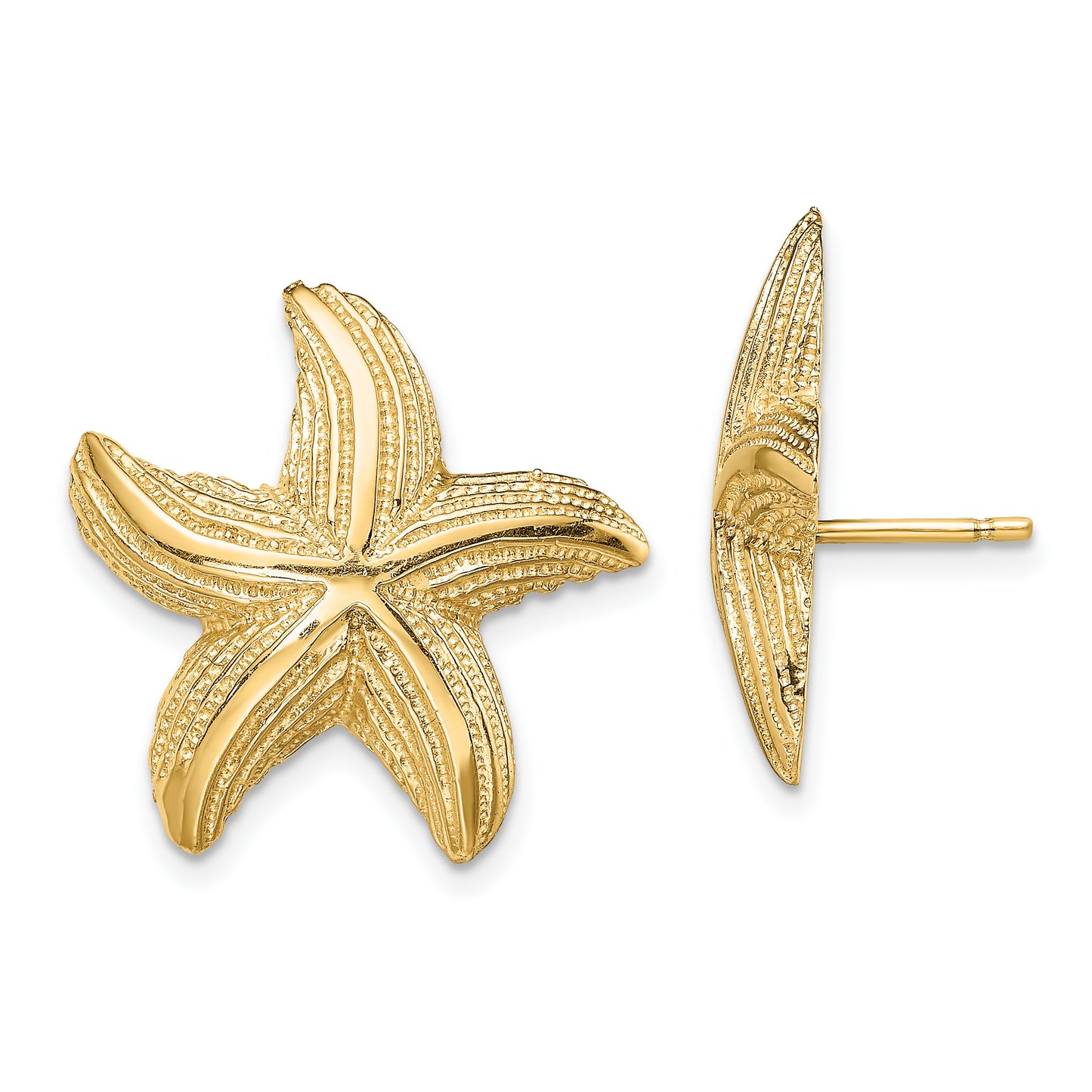 14K Yellow Gold Starfish Post Earrings