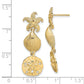 14K Yellow Gold Starfish, Shell ,Sand Dollar Dangle Earrings