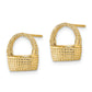 14K Yellow Gold Basket Flat Back Post Earrings