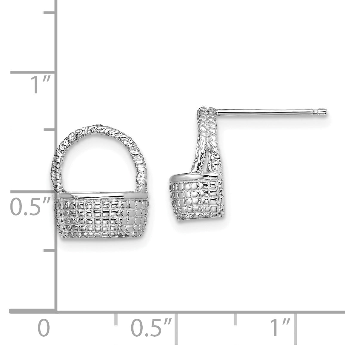 14K White Gold Basket Flat Back Post Earrings