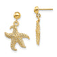 14K Yellow Gold 3D Starfish Post Dangle Earrings