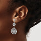 14K White Gold D/C Sunflower Style Double Drop Earrings