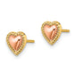 14K Two-Tone Beaded Heart Post Earrings