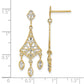 14K Yellow & Rhodium W/Rhodium Filigree D/C Chandelier Dangle Earrings