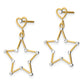 14K Yellow & Rhodium W/ Rh Diamond-Cut Heart And Star Post Dangle Earrings