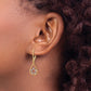 14K Yellow & Rhodium W/Rhodium Star In Teardrop Leverback Dangle Earrings