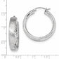 14K White Gold Polished Satin And Diamond-Cut In/Out Hoop Earrings