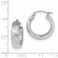 14K White Gold Polished, Satin & D/C In/Out Hoop Earrings