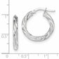 14K White Gold 3mm Polished & Satin D/C Hoop Earrings