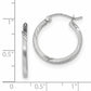 14K White Gold Satin Diamond-Cut Square Tube Hoop Earrings