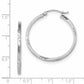 14K White Gold Satin Diamond-Cut Square Tube Hoop Earrings