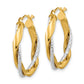 14K Two-Tone Polished Rope Twisted Oval Hoop Earrings