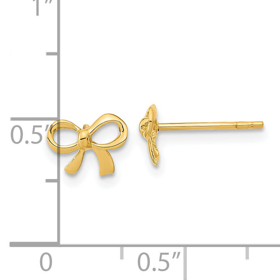 14K Yellow Gold Polished Bow Post Earrings