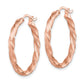 14K Rose Gold Twisted Satin Diamond-Cut Hoop Earrings